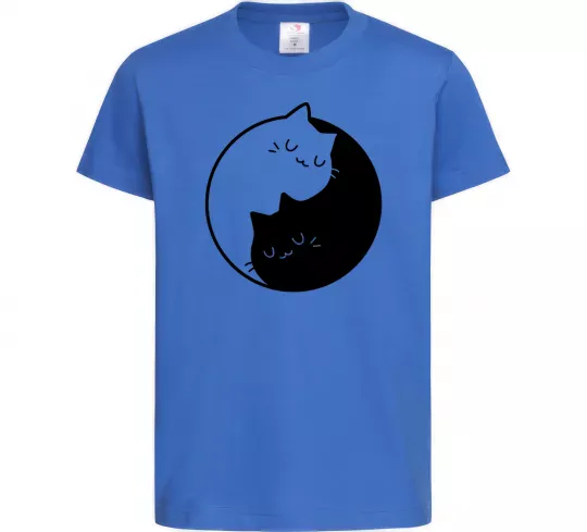 Дитяча футболка Cat black and white Яскраво-синій фото