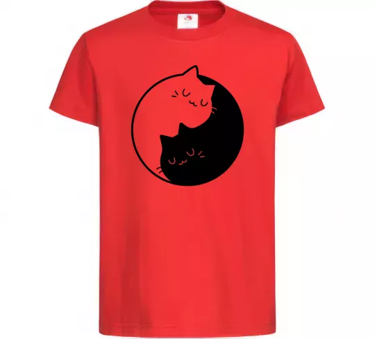 Дитяча футболка Cat black and white Червоний фото