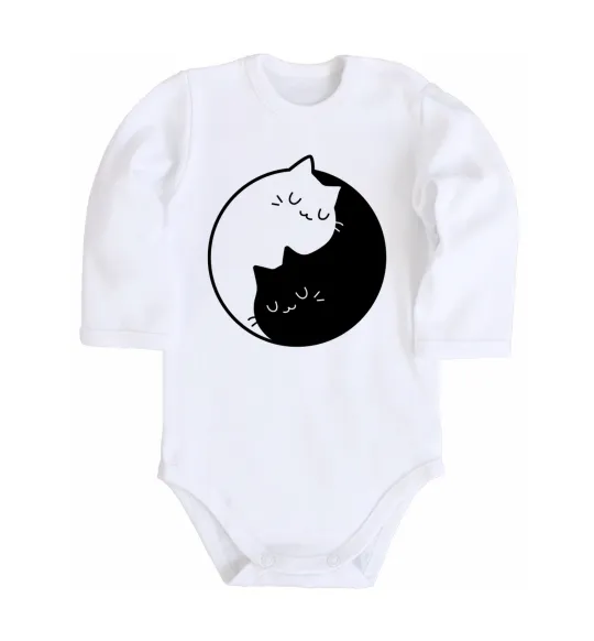 Детский боди Cat black and white Белый фото