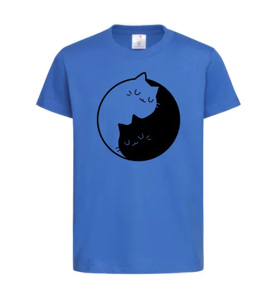 Дитяча футболка Cat black and white Яскраво-синій фото