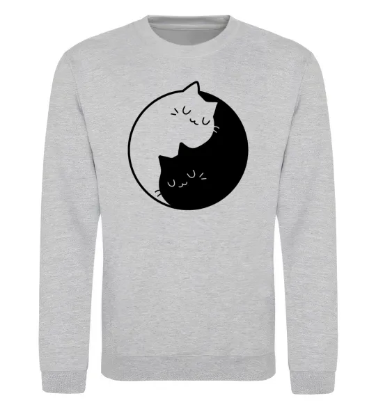 Світшот Cat black and white Сірий меланж фото