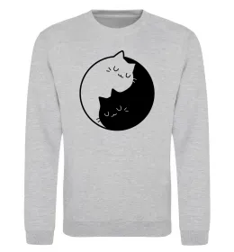 Свитшот Cat black and white Серый меланж фото