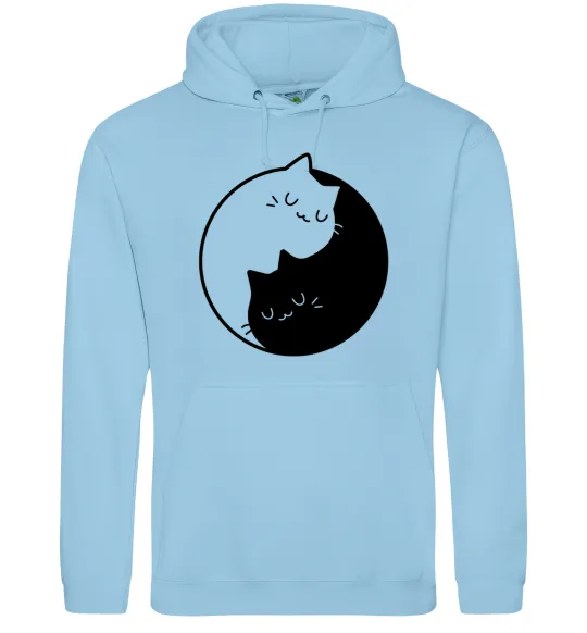 Мужская толстовка (худи) Cat black and white Голубой фото
