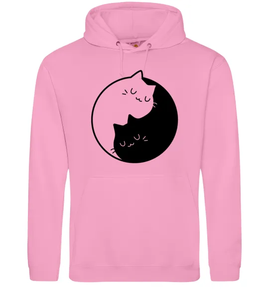 Женская толстовка (худи) Cat black and white Розовый фото