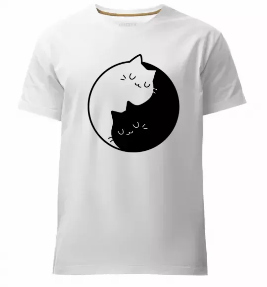 Мужская премиум футболка Cat black and white Белый фото