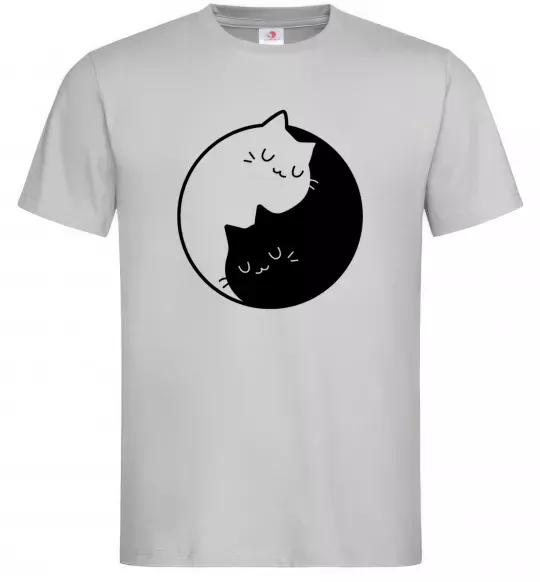 Чоловіча футболка Cat black and white Сірий фото