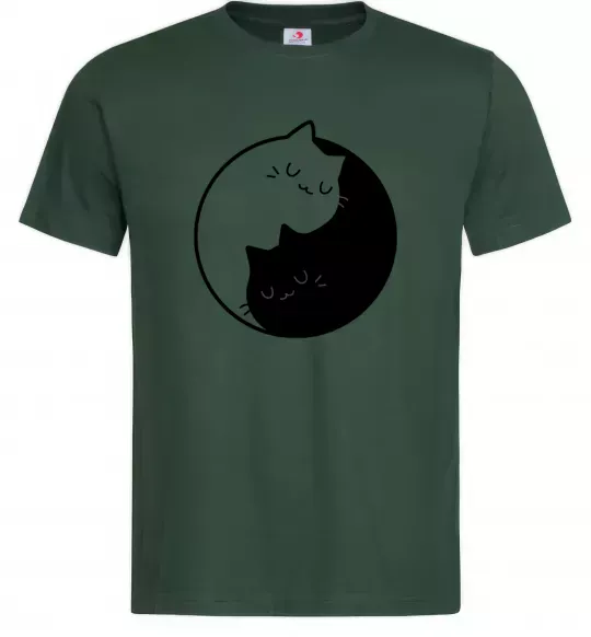 Чоловіча футболка Cat black and white Темно-зелений фото