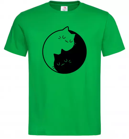Чоловіча футболка Cat black and white Зелений фото
