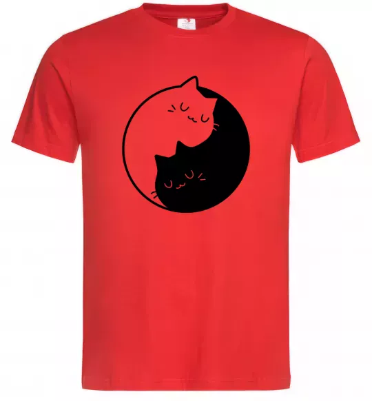 Чоловіча футболка Cat black and white Червоний фото