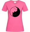 Женская футболка Cat black and white Ярко-розовый фото