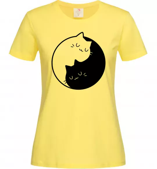 Женская футболка Cat black and white Лимонный фото