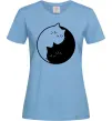 Женская футболка Cat black and white Голубой фото