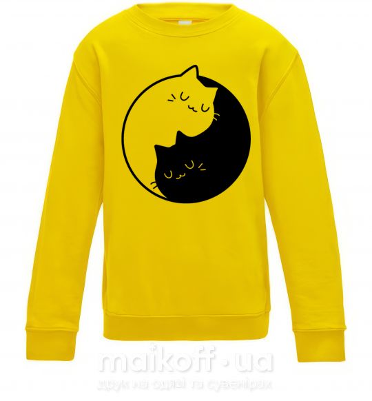 Дитячий світшот Cat black and white Сонячно жовтий фото