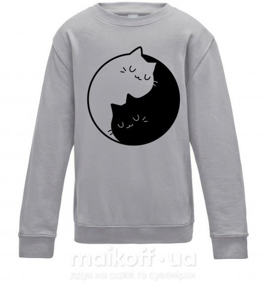 Детский Свитшот Cat black and white Серый меланж фото