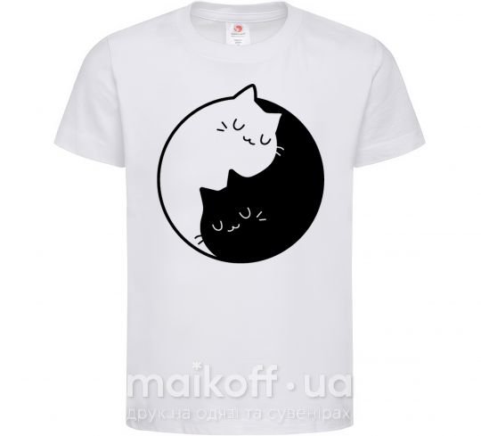 Детская футболка Cat black and white Белый фото