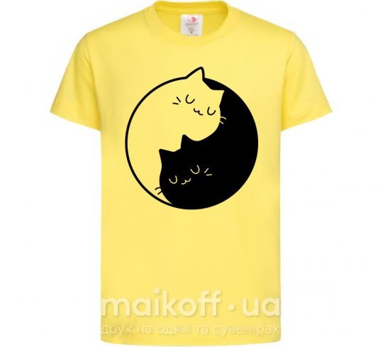 Детская футболка Cat black and white Лимонный фото