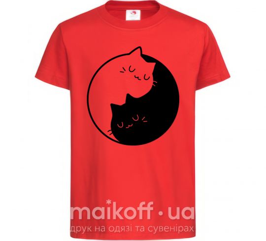 Дитяча футболка Cat black and white Червоний фото