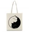Эко-сумка Cat black and white Бежевый фото