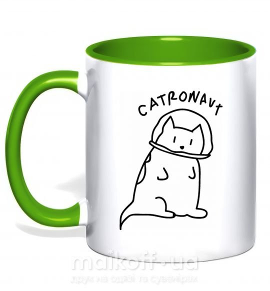 Чашка з кольоровою ручкою Catronaut Зелений фото