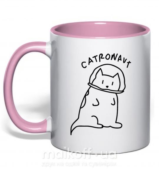 Чашка з кольоровою ручкою Catronaut Ніжно рожевий фото