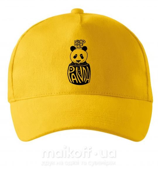 Кепка Keep calm and love panda Сонячно жовтий фото