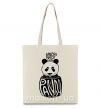 Эко-сумка Keep calm and love panda Бежевый фото
