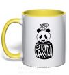 Чашка с цветной ручкой Keep calm and love panda Солнечно желтый фото