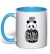 Чашка с цветной ручкой Keep calm and love panda Голубой фото