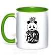 Чашка с цветной ручкой Keep calm and love panda Зеленый фото