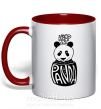 Чашка с цветной ручкой Keep calm and love panda Красный фото