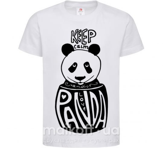 Дитяча футболка Keep calm and love panda Білий фото