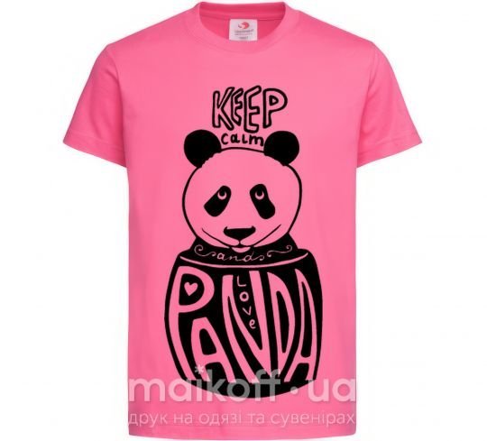 Детская футболка Keep calm and love panda Ярко-розовый фото