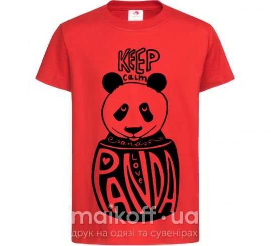 Детская футболка Keep calm and love panda Красный фото