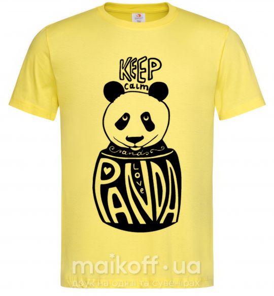 Мужская футболка Keep calm and love panda Лимонный фото
