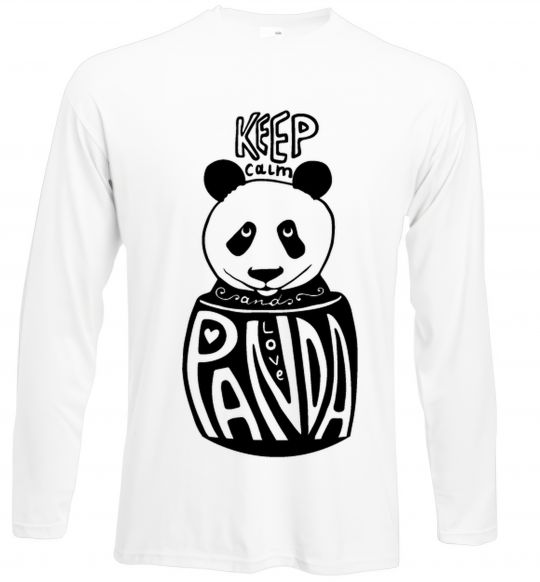 Лонгслів Keep calm and love panda Білий фото