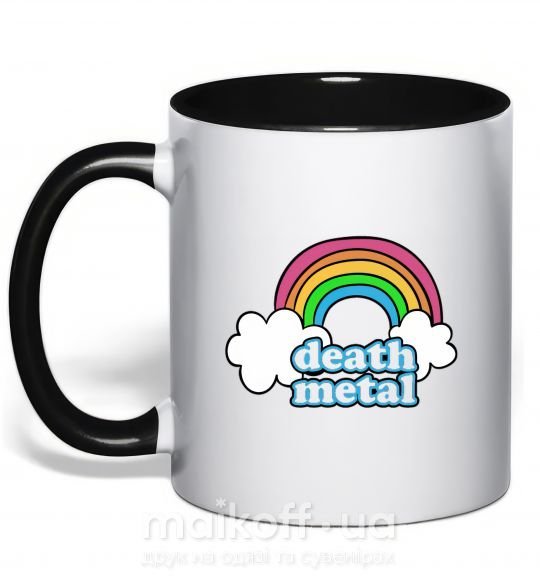 Чашка з кольоровою ручкою Death metal Чорний фото