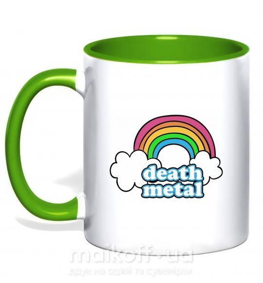 Чашка з кольоровою ручкою Death metal Зелений фото