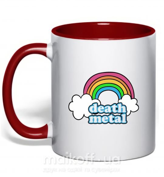 Чашка з кольоровою ручкою Death metal Червоний фото
