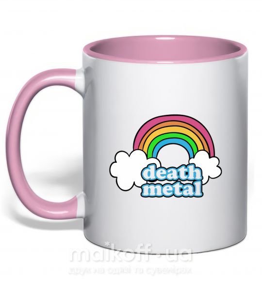 Чашка з кольоровою ручкою Death metal Ніжно рожевий фото
