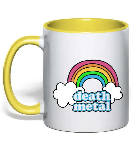Чашка з кольоровою ручкою Death metal Сонячно жовтий фото