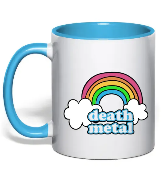 Чашка з кольоровою ручкою Death metal Блакитний фото