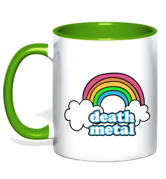 Чашка з кольоровою ручкою Death metal Зелений фото