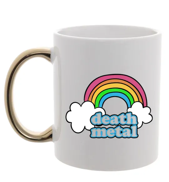 Чашка з кольоровою ручкою Death metal Золото фото