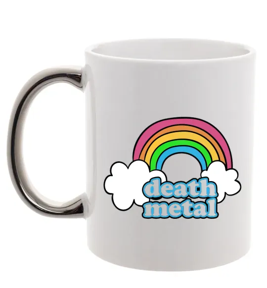 Чашка з кольоровою ручкою Death metal Срібло фото
