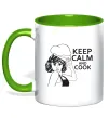 Чашка з кольоровою ручкою Keep calm and cook Зелений фото