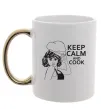 Чашка з кольоровою ручкою Keep calm and cook Золото фото