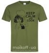 Чоловіча футболка Keep calm and cook Оливковий фото