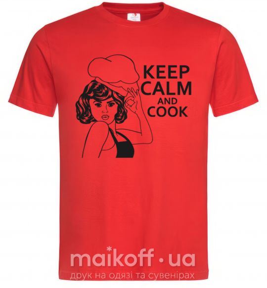 Мужская футболка Keep calm and cook Красный фото