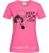 Жіноча футболка Keep calm and cook Яскраво-рожевий фото
