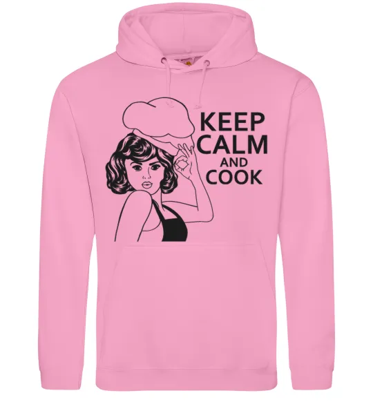 Мужская толстовка (худи) Keep calm and cook Розовый фото